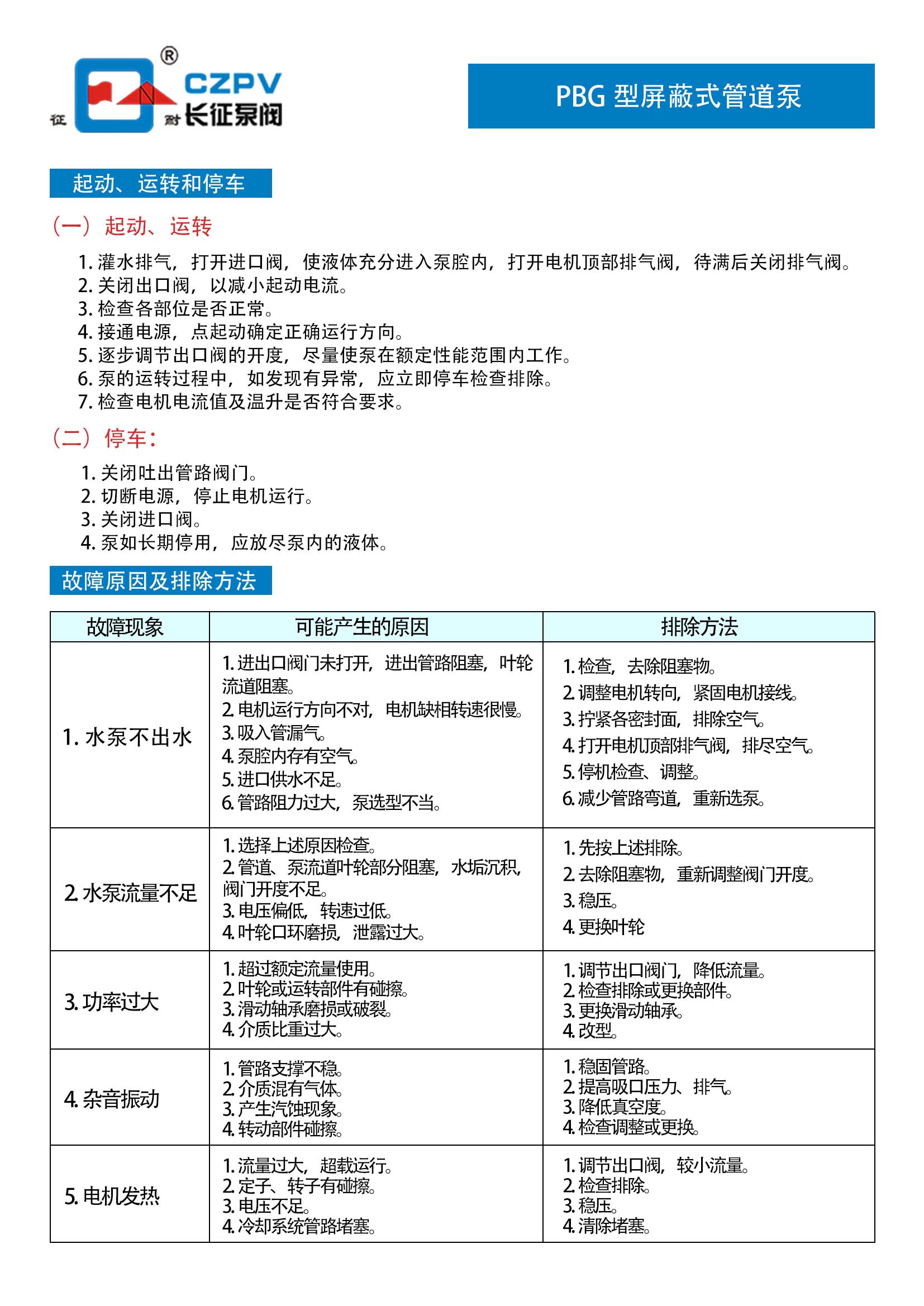 PBG型屏蔽式管道离心循环泵故障排除 PBG型屏蔽式管道离心循环泵故障排除
